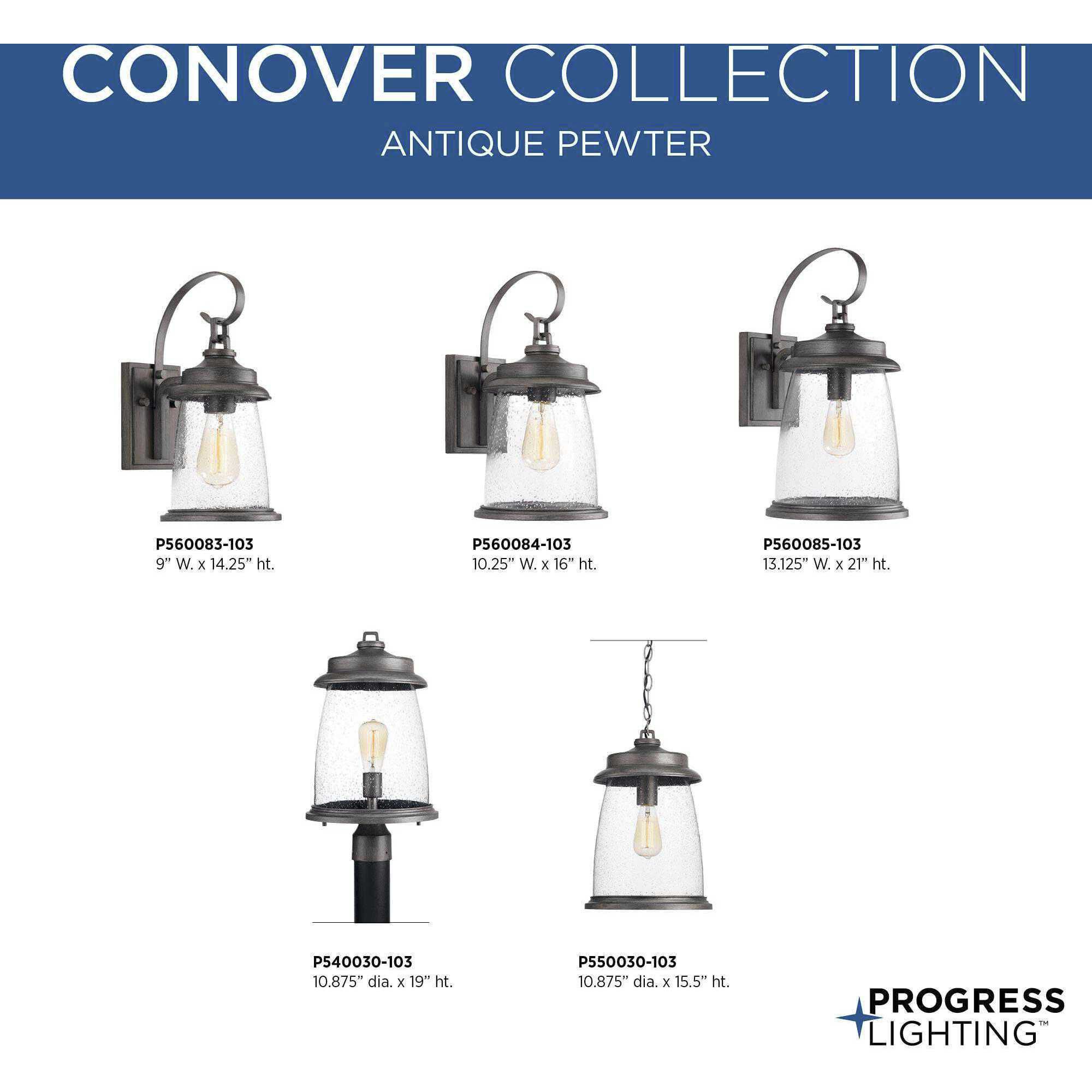 Conover 1 Light 14 inch Antique Pewter Outdoor Wall Lantern, Small