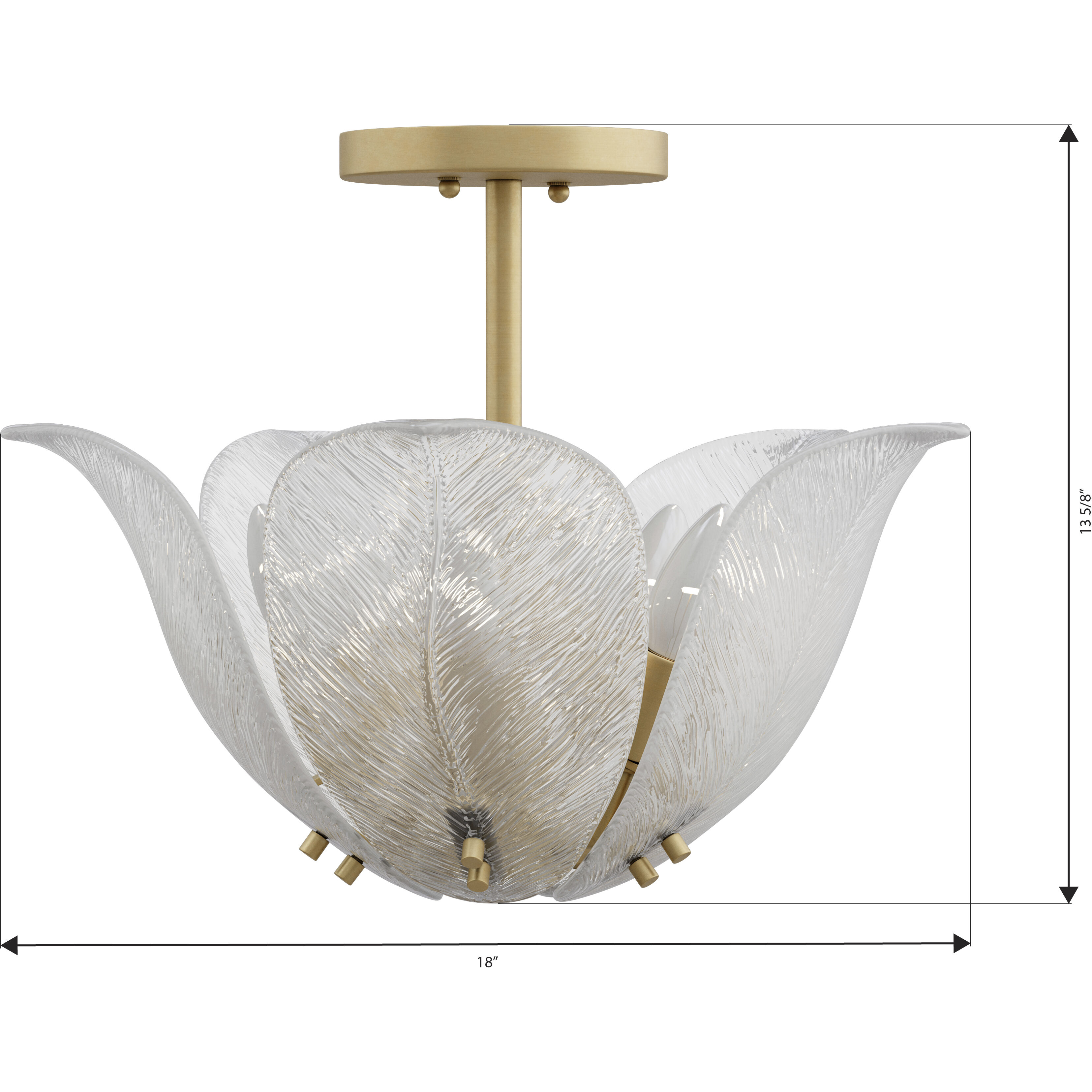 Orchid 5 Light 18 inch Legacy Brass Semi-Flush Mount Ceiling Light in White Handmade Glass