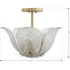 Orchid 5 Light 18 inch Legacy Brass Semi-Flush Mount Ceiling Light in White Handmade Glass