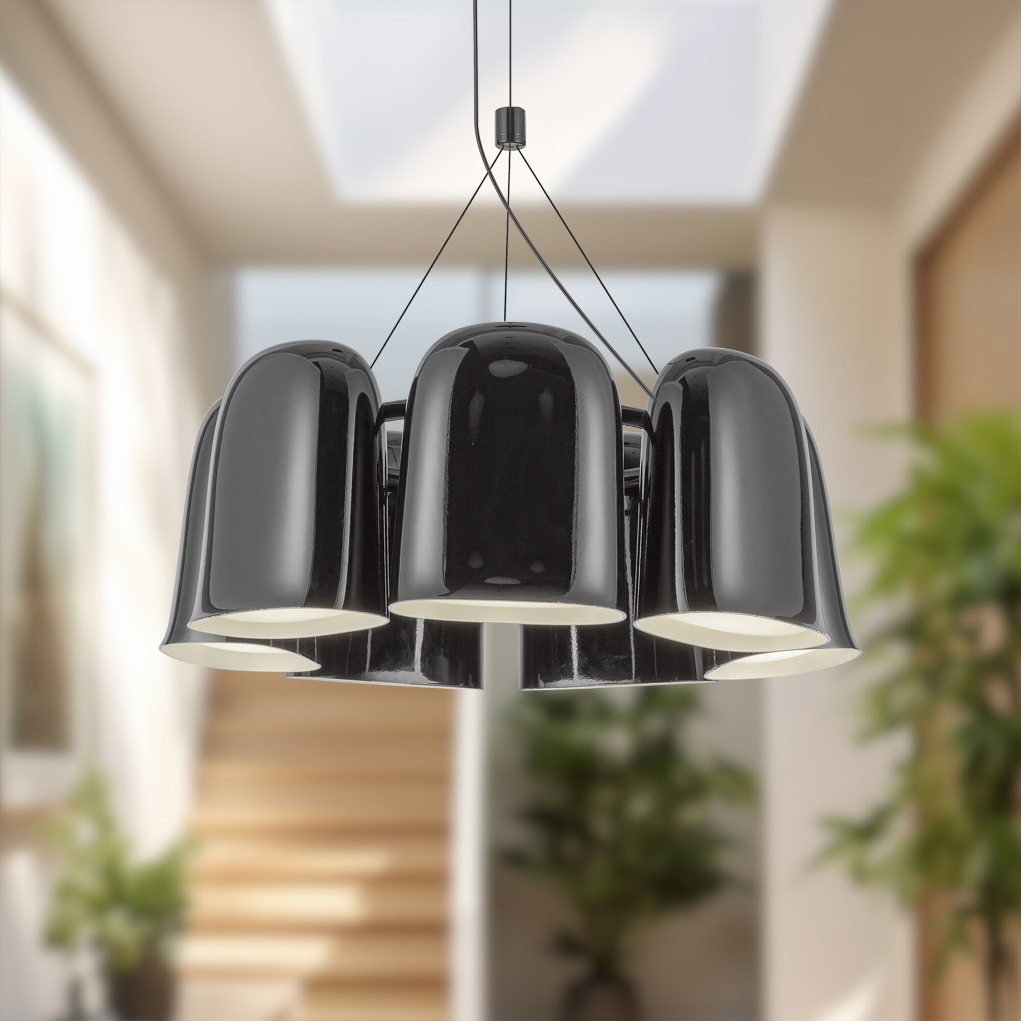 Bell LED 19.38 inch Glossy Black Chandelier Ceiling Light