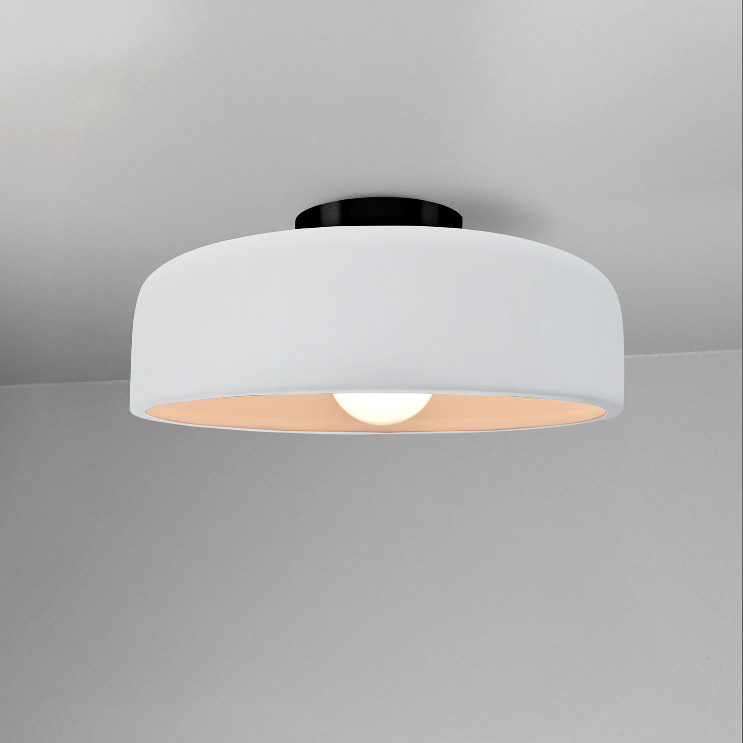 Radiance Collection - Spire LED 10 inch Gloss White Semi-Flush Ceiling Light, Form+Finish+Function