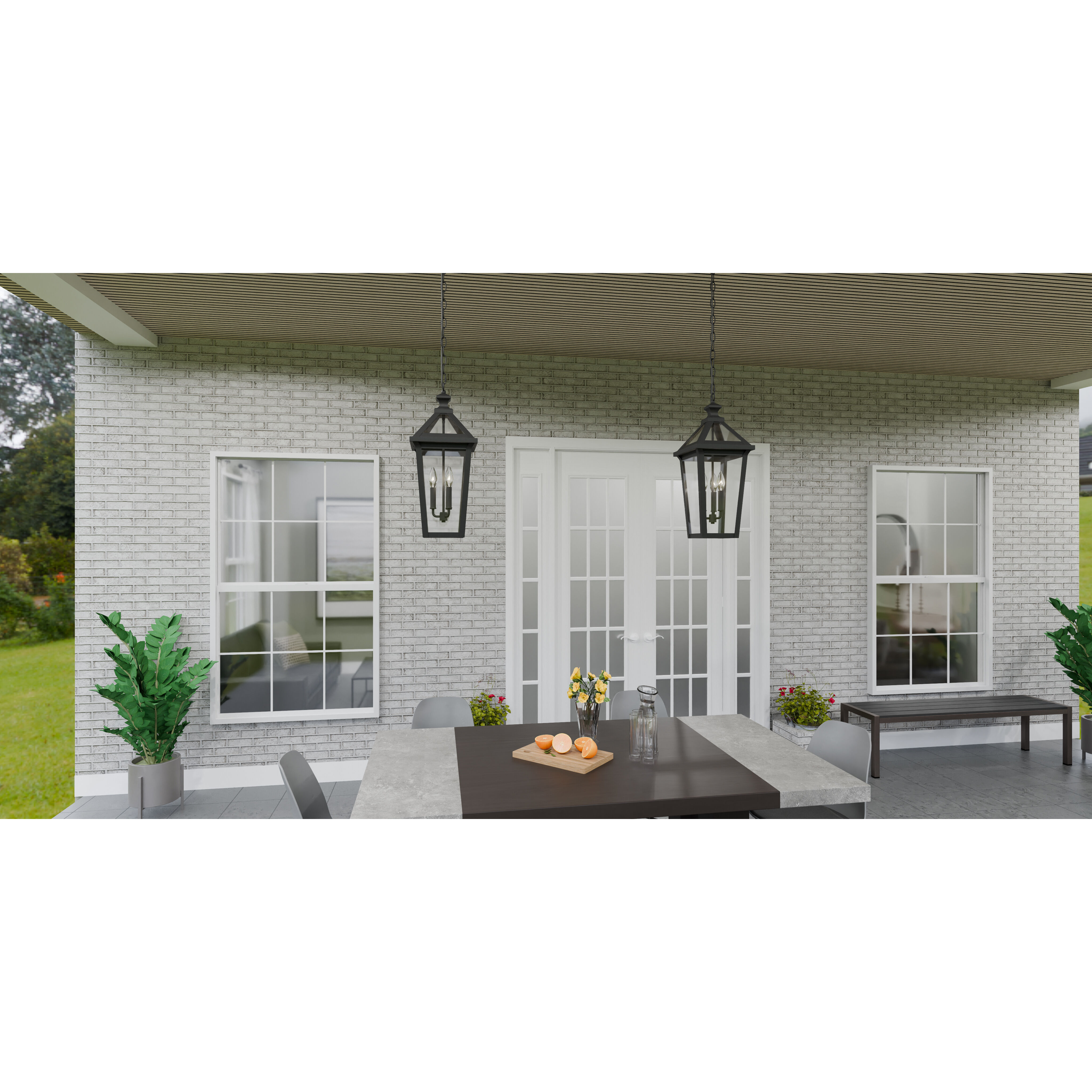 Boulevard 3 Light 9.5 inch Matte Black Outdoor Hanging Lantern, Large