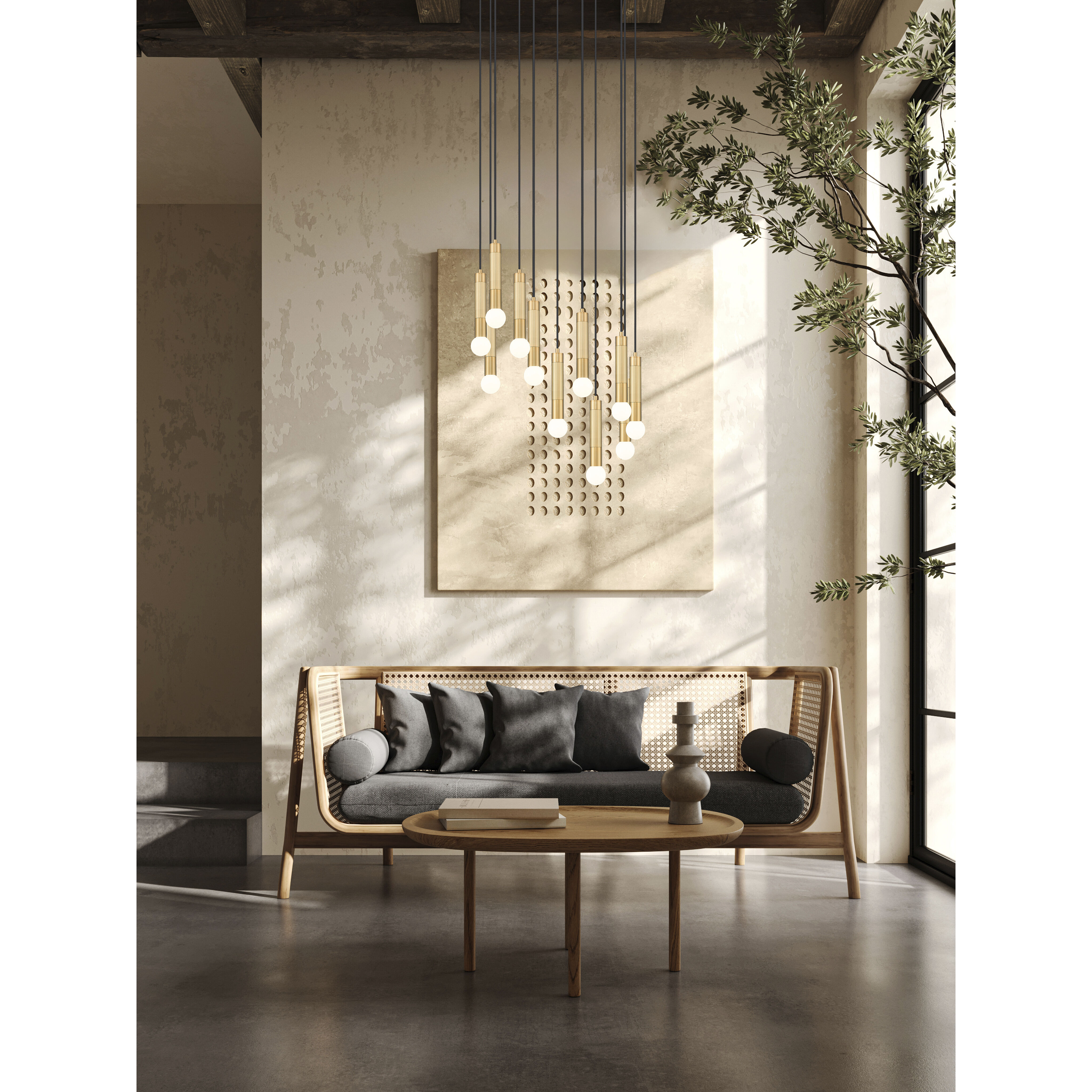 Stari 11 Light 24 inch Modern Gold Chandelier Ceiling Light