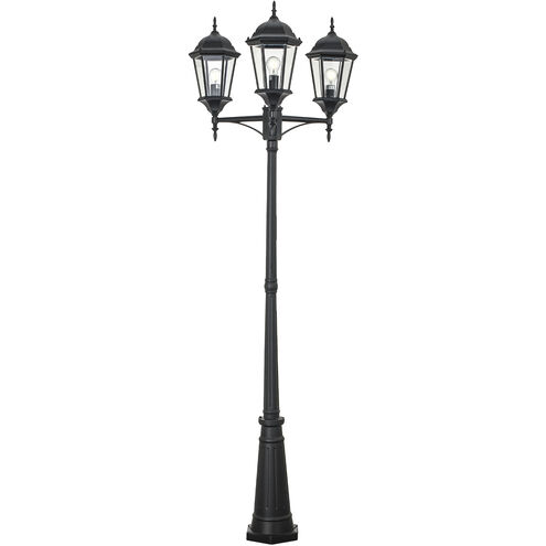 Classical 3 Light 98 inch Black Outdoor Pole Light