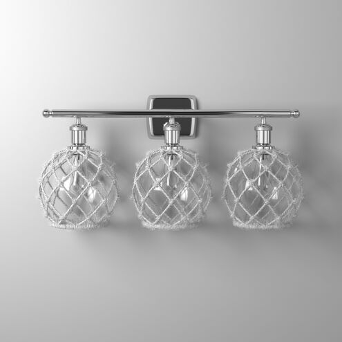 Ballston Farmhouse Rope 3 Light 28 inch Polished Chrome Bath Vanity Light Wall Light in Bulb Not Included, Clear Glass with White Rope, Ballston