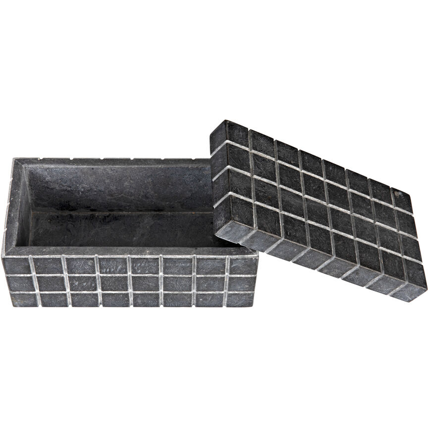Berlin 9 X 4.5 inch Black Marble Box, Set of 2