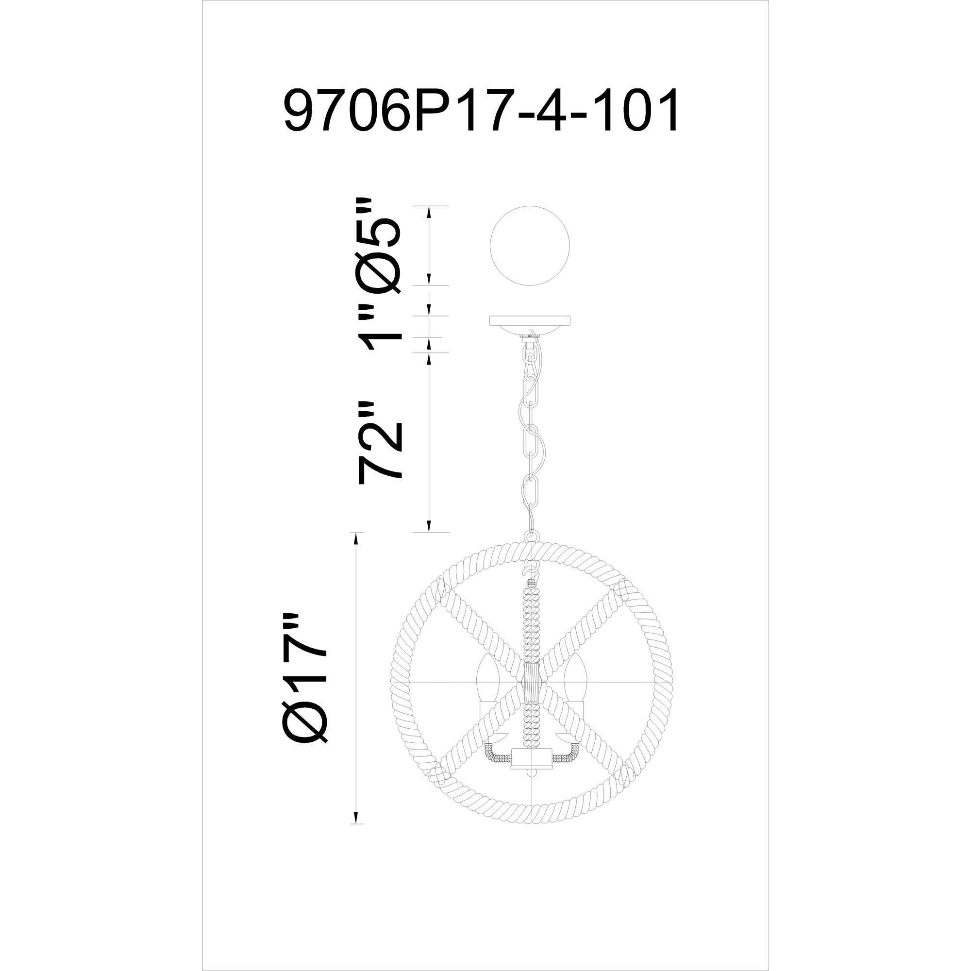 Padma 4 Light 17 inch Black Up Chandelier Ceiling Light