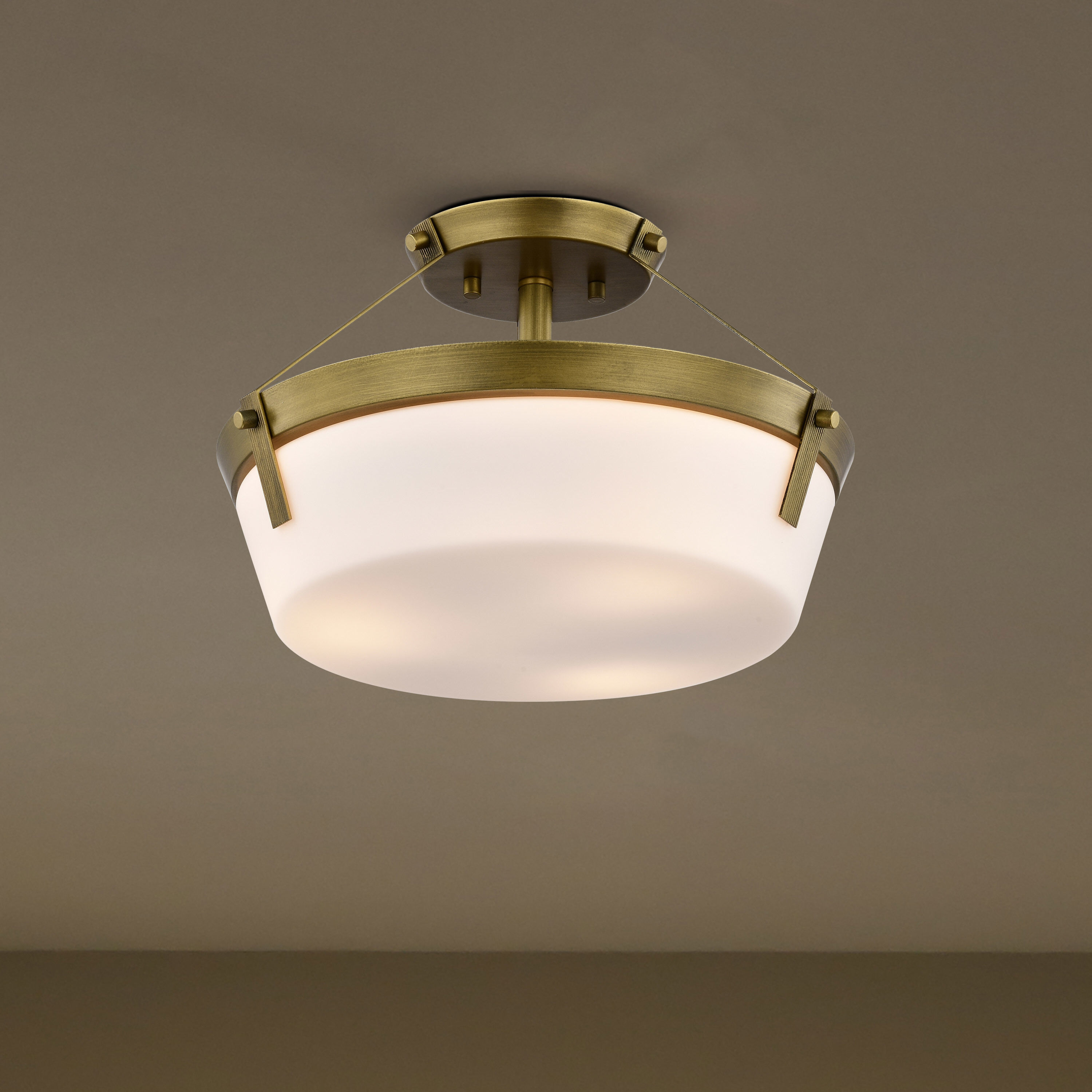 Rowen 4 Light 18.5 inch Natural Brass Semi Flush Mount Ceiling Light