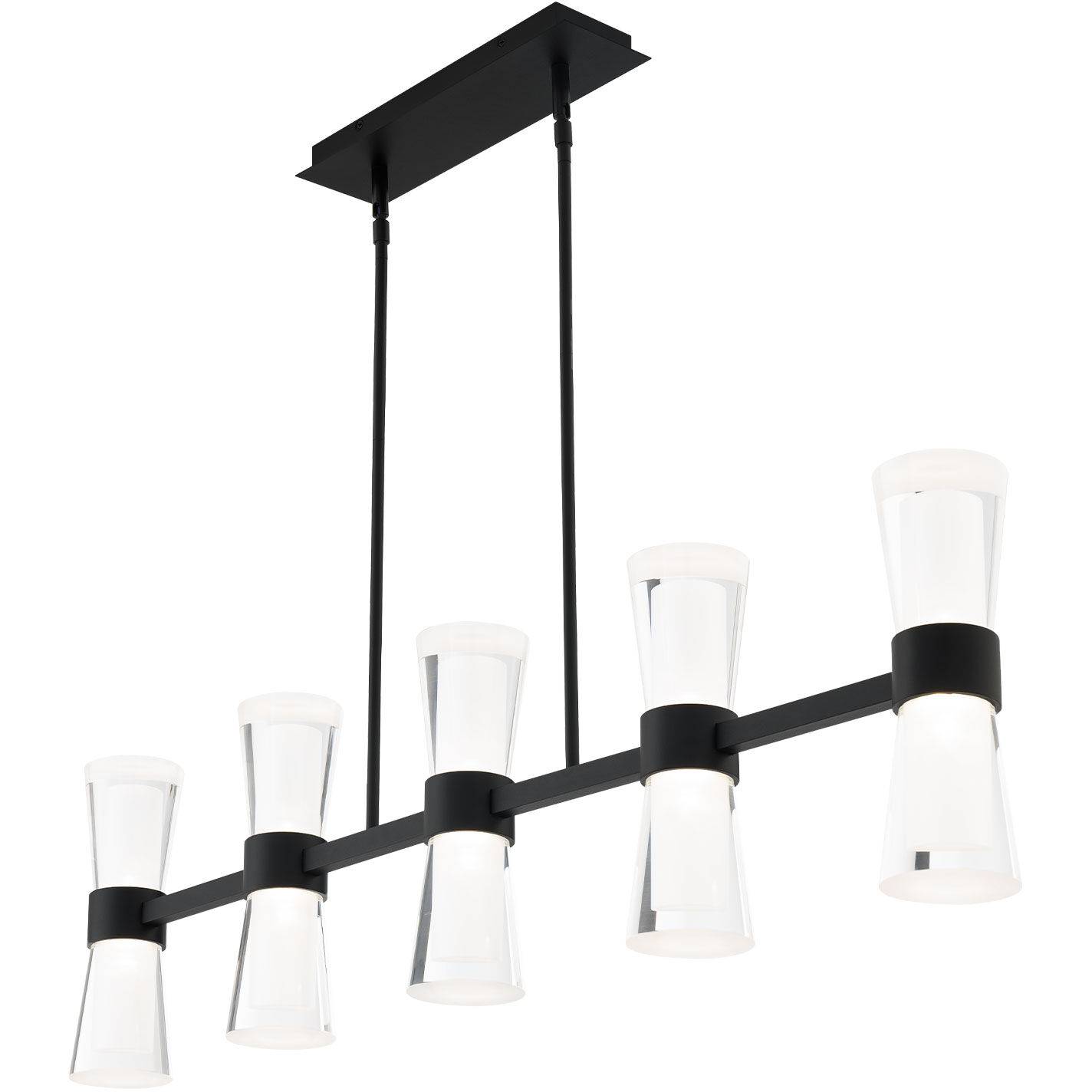 Hourglass Linear Pendant Ceiling Light in 3000K, Black, dweLED