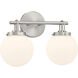 Ortesa 2 Light 15 inch Brushed Nickel Vanity Wall Light