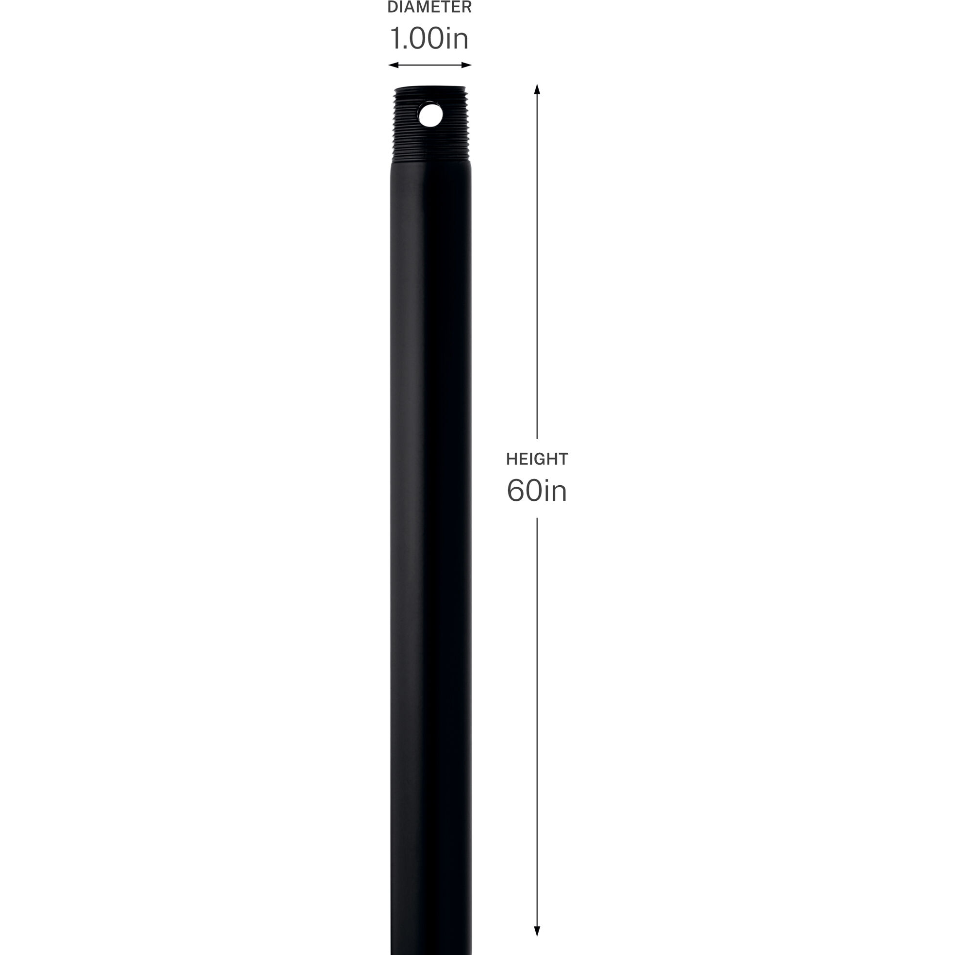 Independence Matte Black Ceiling Fan Downrod, Single Threaded