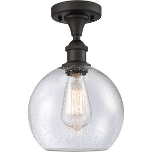 Ballston Athens 1 Light 8 inch Oil Rubbed Bronze Semi-Flush Mount Ceiling Light in Seedy Glass, Ballston