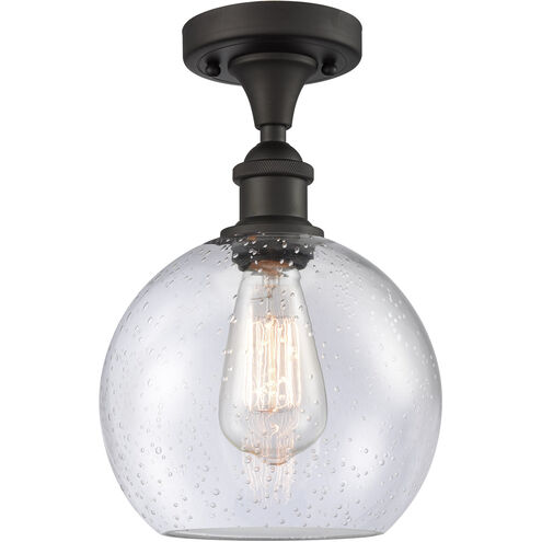 Ballston Athens LED 8 inch Oil Rubbed Bronze Semi-Flush Mount Ceiling Light in Seedy Glass, Ballston
