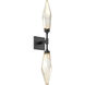 Rock Crystal LED 4.5 inch Matte Black Indoor Sconce Wall Light in Chilled Amber, 2700K LED, Double
