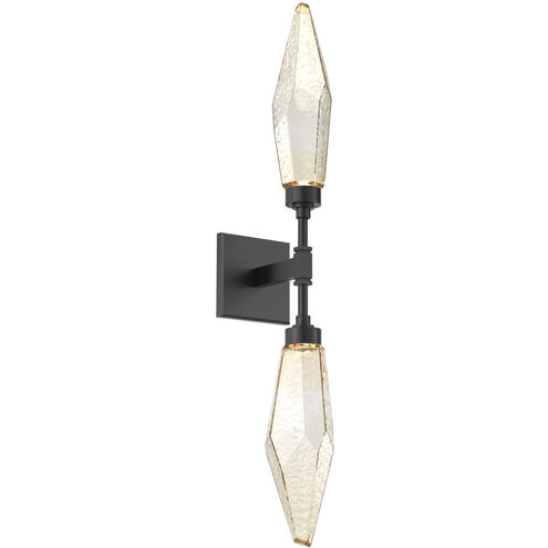 Rock Crystal LED 4.5 inch Matte Black Indoor Sconce Wall Light in Chilled Amber, 2700K LED, Double