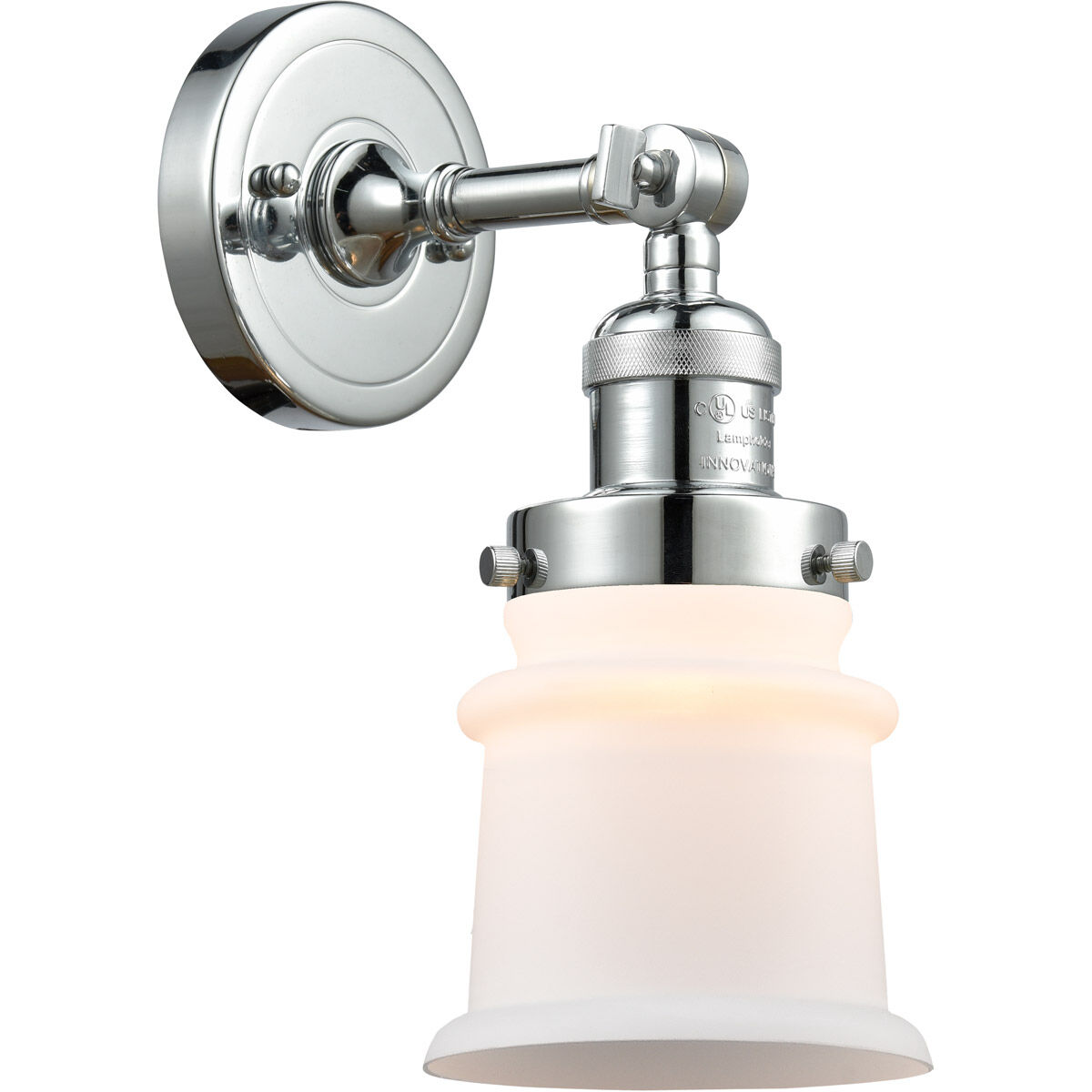 Franklin Restoration Small Canton LED 6 inch Polished Chrome Semi-Flush Mount Ceiling Light in Matte White Glass, Franklin Restoration