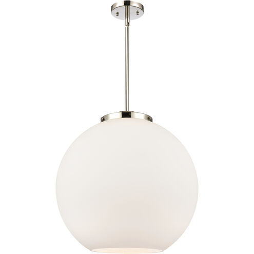 Ballston Athens 1 Light 17.75 inch Polished Nickel Pendant Ceiling Light in Incandescent, Matte White