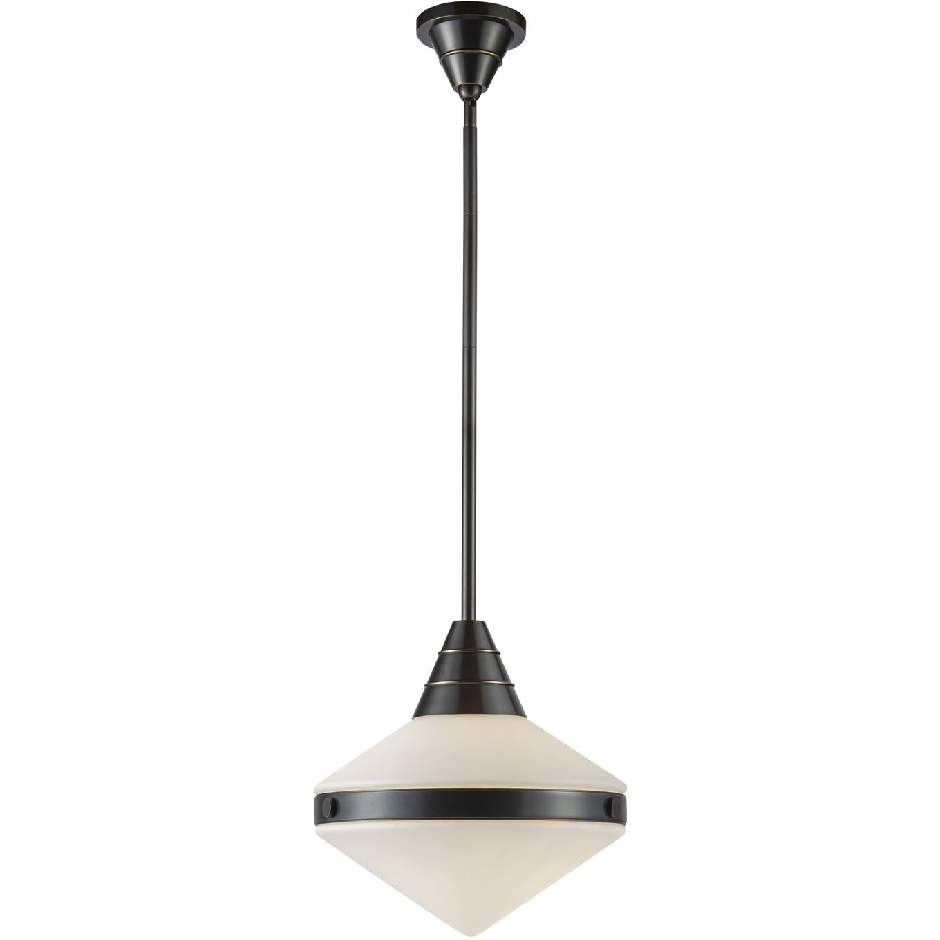 Willard Pendant Ceiling Light in Urban Bronze, Matte Opal Glass