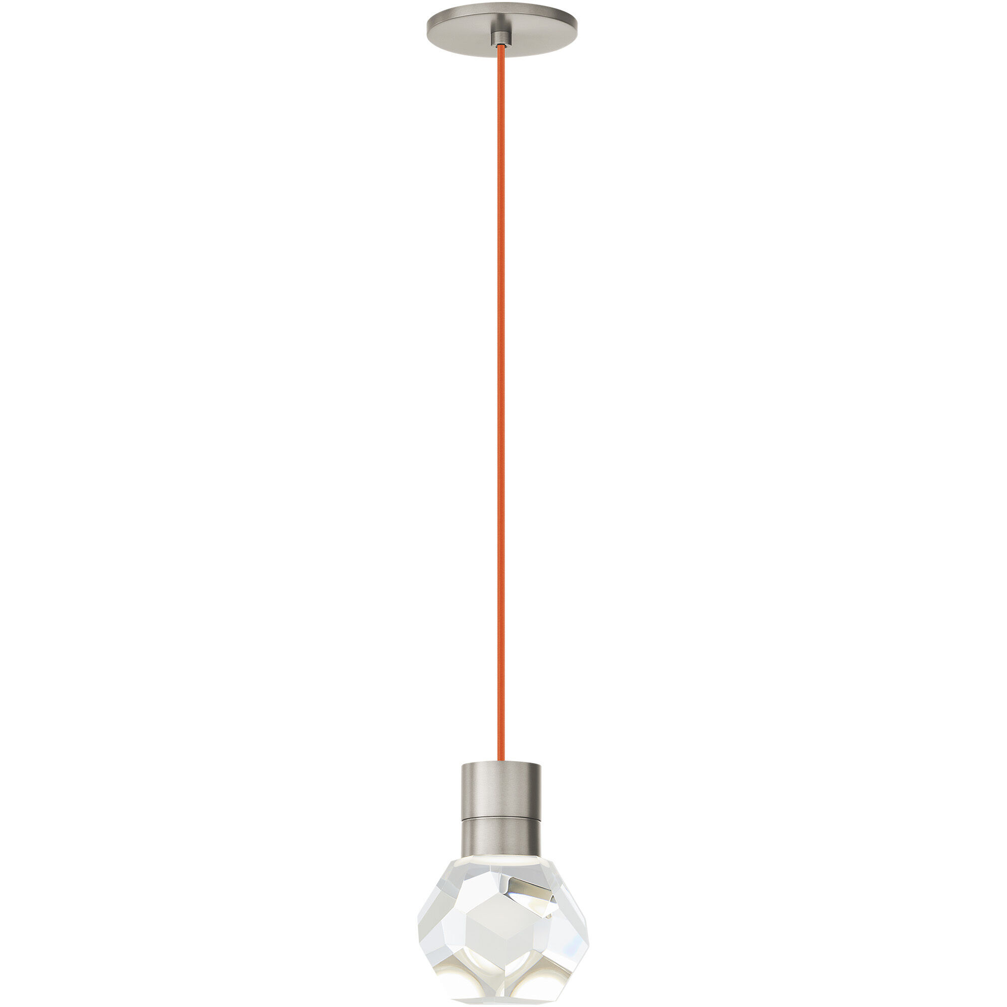 Sean Lavin Kira Pendant Ceiling Light in Satin Nickel, Orange Cord, LED 90 CRI 2200K-3000K, Integrated LED