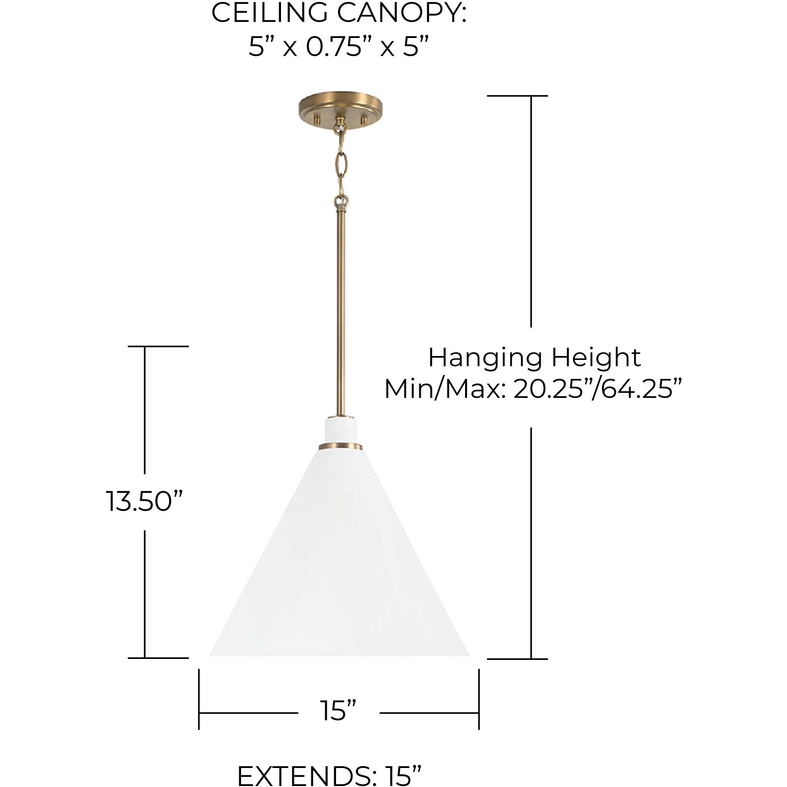 Bradley 1 Light 15 inch Aged Brass and White Pendant Ceiling Light