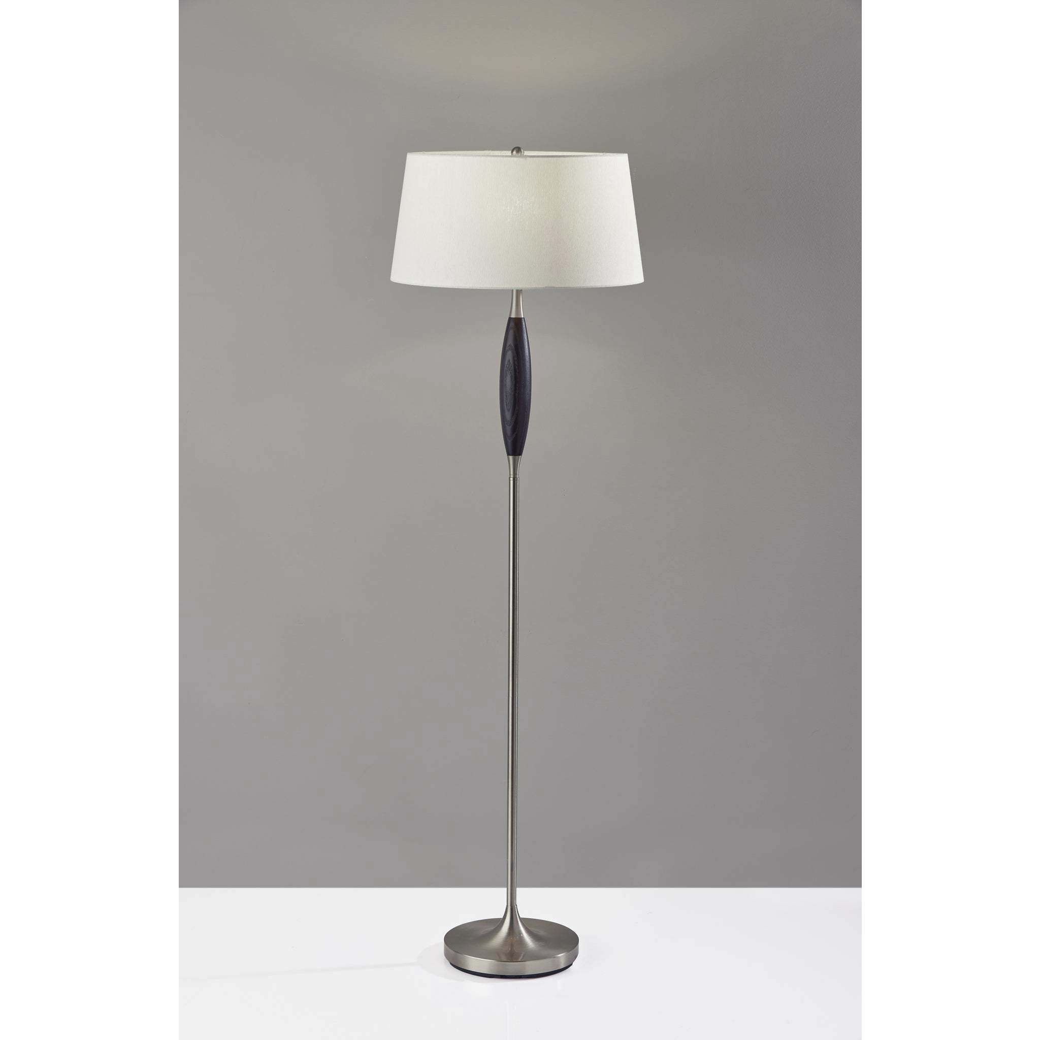 Pinn 59.25 inch 150.00 watt Brushed Steel and Black Wood Floor Lamp Portable Light 