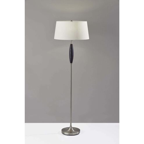 Pinn 59.25 inch 150.00 watt Brushed Steel and Black Wood Floor Lamp Portable Light 