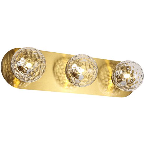 Burlat 3 Light 24.5 inch Aged Brass Vanity Light Wall Light in Clear
