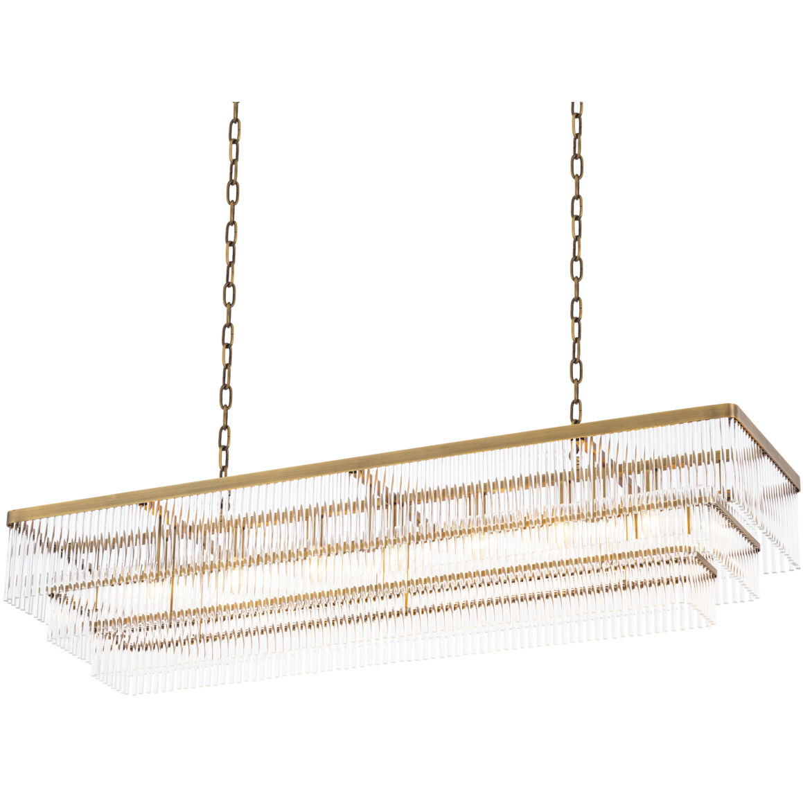East 7 Light 55.12 inch Antique Brass Chandelier Ceiling Light, Rectangular