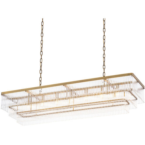East 7 Light 55.12 inch Antique Brass Chandelier Ceiling Light, Rectangular