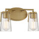 Sacremento 2 Light 14 inch Warm Brass Vanity Light Wall Light, Essentials