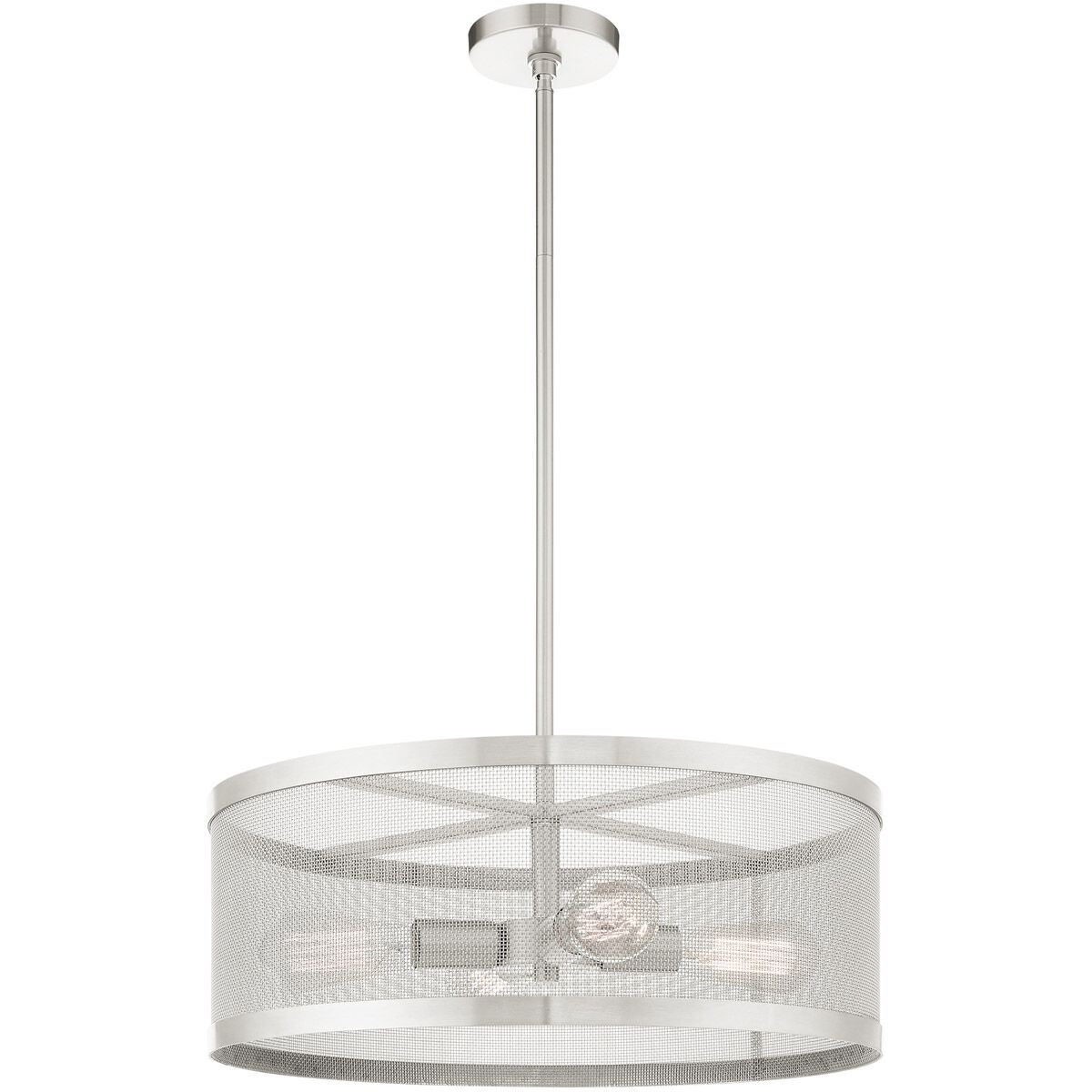 Industro 4 Light 20 inch Brushed Nickel Chandelier Ceiling Light