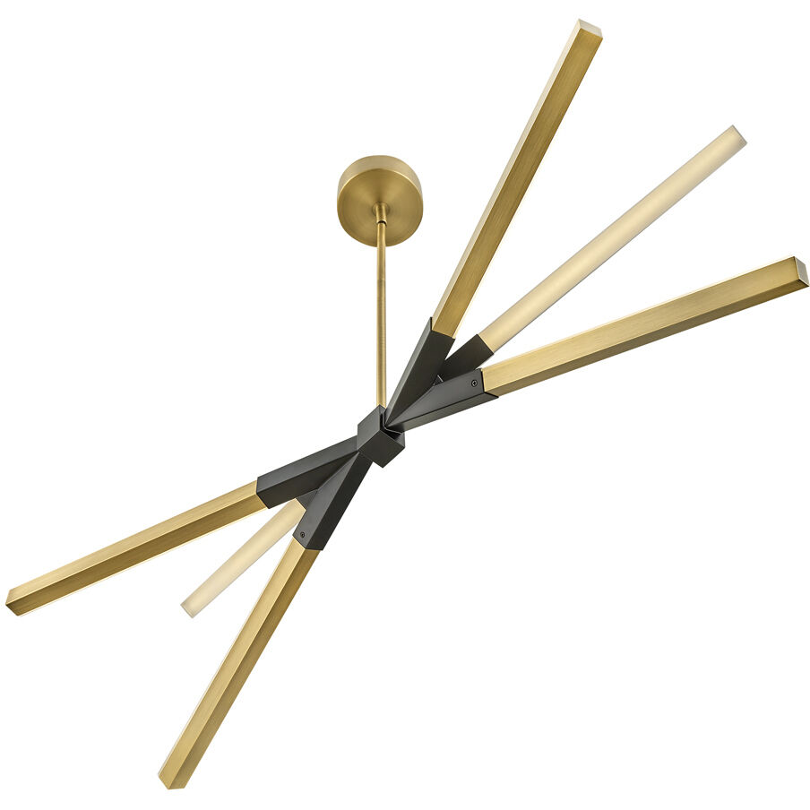 Rae LED 39 inch Lacquered Brass Chandelier Ceiling Light, Linear & Oval