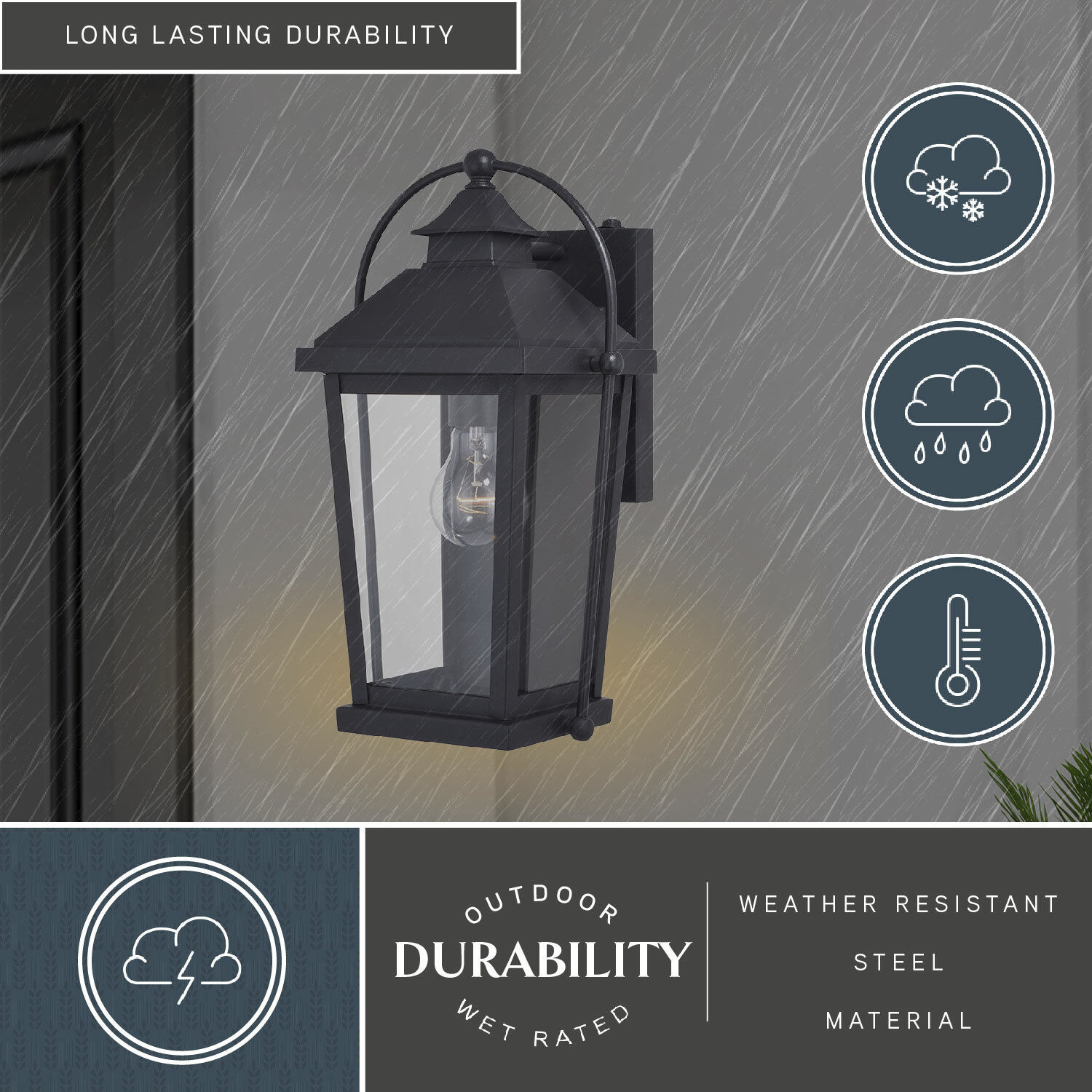 Lexington LED 14.5 inch Textured Black Outdoor Wall