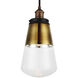Sean Lavin Waveform 1 Light 7.38 inch Painted Aged Brass / Dark Weathered Zinc Mini-Pendant Ceiling Light in Painted Aged Brass with Dark Weathered Zinc, Gold Vacuum Plated Glass