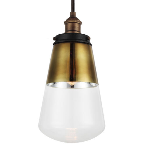 Sean Lavin Waveform 1 Light 7.38 inch Painted Aged Brass / Dark Weathered Zinc Mini-Pendant Ceiling Light in Painted Aged Brass with Dark Weathered Zinc, Gold Vacuum Plated Glass