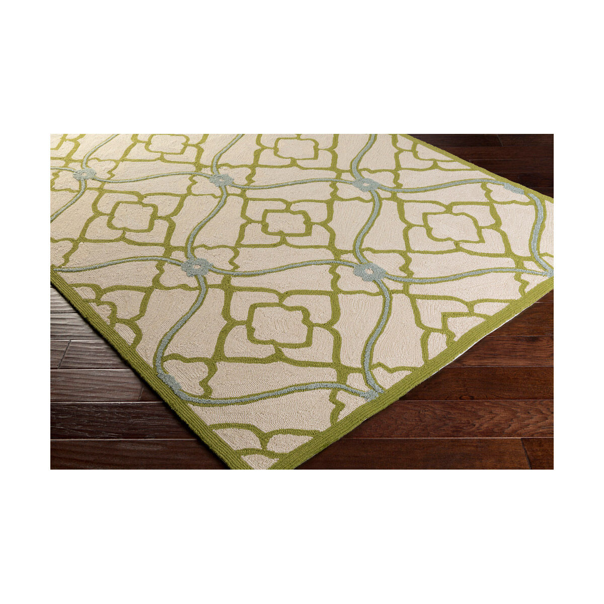 Courtyard 90 X 60 inch Green and Neutral Outdoor Area Rug, Polypropylene