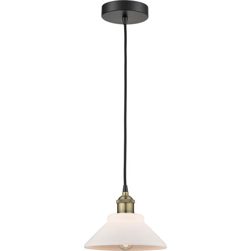 Orwell 1 Light 8.38 inch Black Antique Brass Mini Pendant Ceiling Light in Matte White Glass