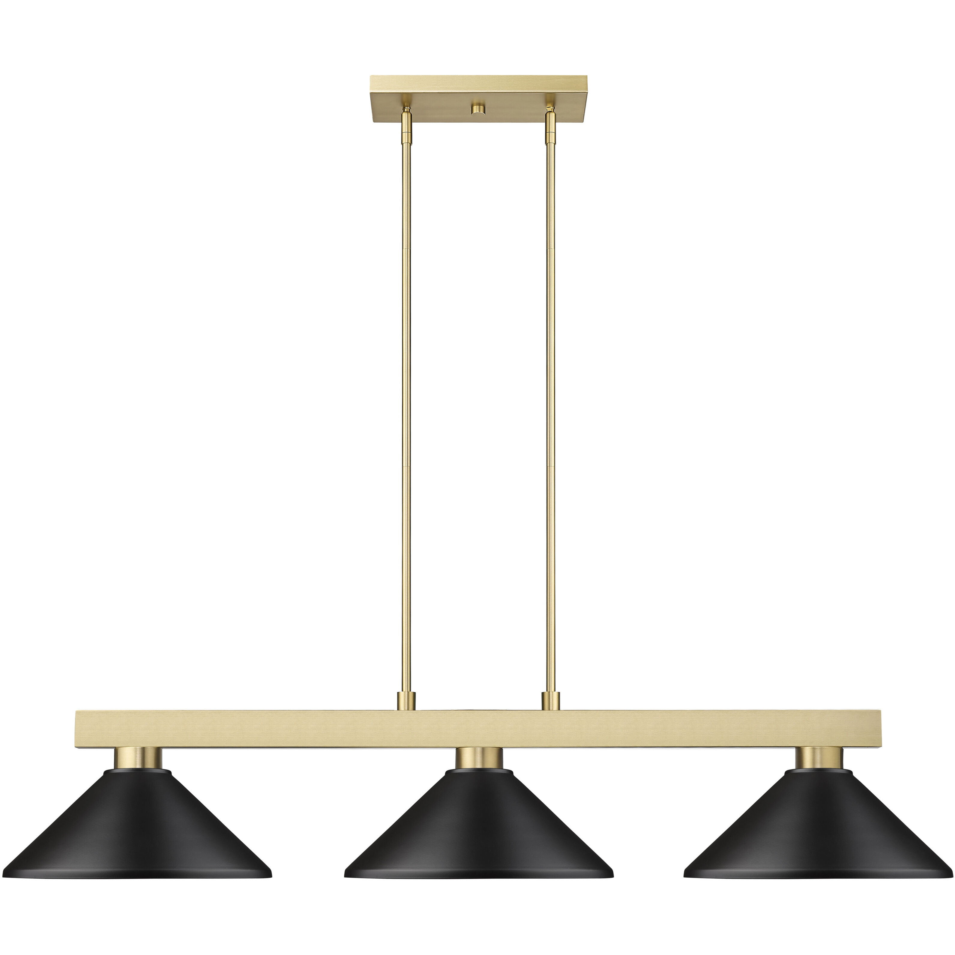 Cobalt 3 Light 49.75 inch Modern Gold Billiard Light Ceiling Light in Matte Black Steel