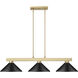Cobalt 3 Light 49.75 inch Modern Gold Billiard Light Ceiling Light in Matte Black Steel