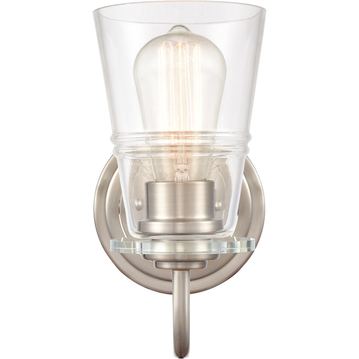 Scarlett 1 Light 5 inch Satin Nickel Bath Vanity Light Wall Light in Clear Glass