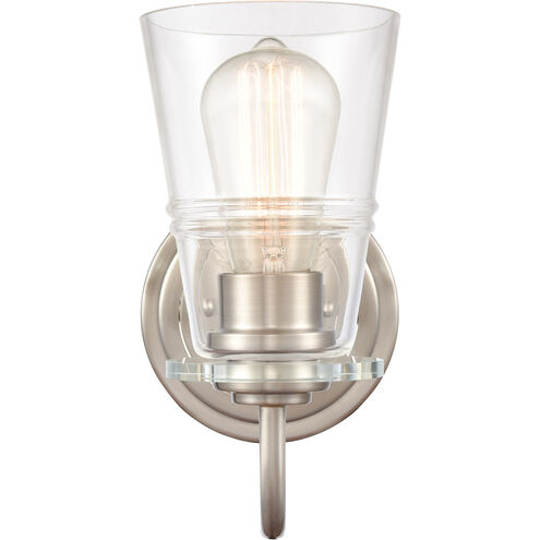 Scarlett LED 5 inch Satin Nickel Bath Vanity Light Wall Light in Clear Glass