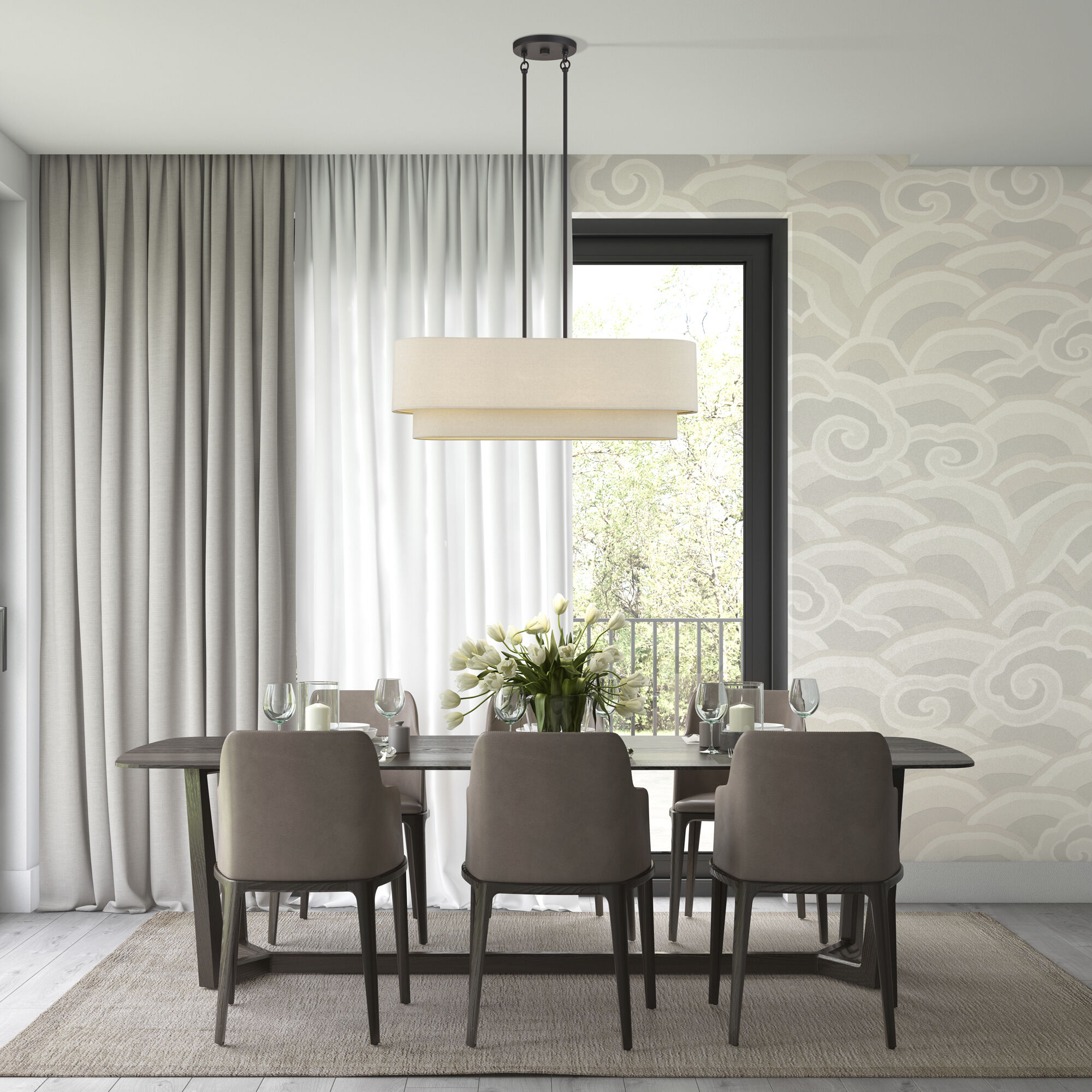 Bellingham 4 Light 36 inch Bronze Linear Chandelier Ceiling Light, Large