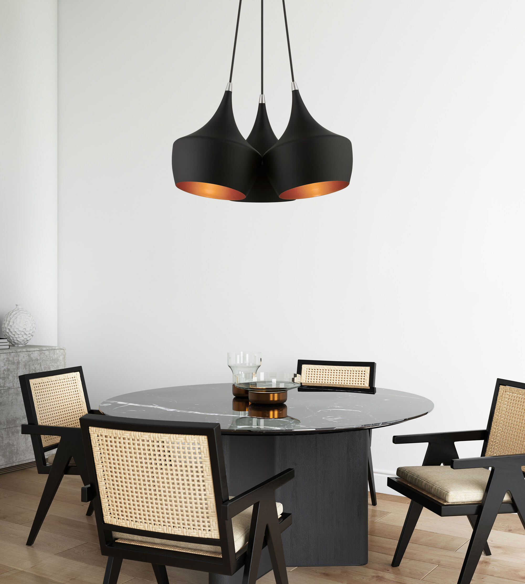 Waldorf 3 Light 20.5 inch Black Cluster Pendant Ceiling Light