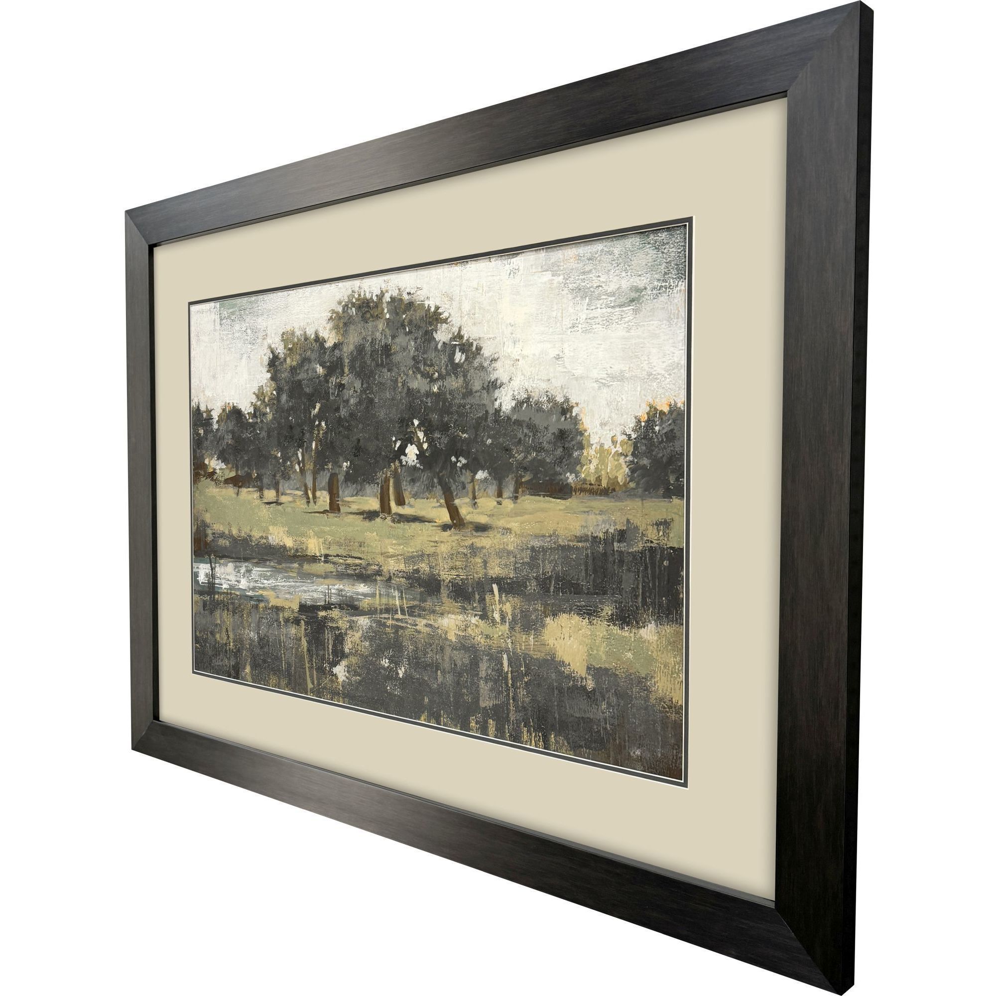 Far Away Landscape Gray and Brown and Multi and Neutral Framed Art