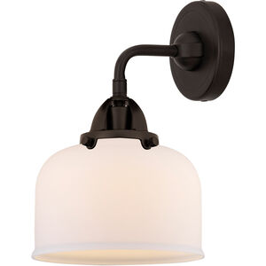 Nouveau 2 Large Bell LED 8 inch Oil Rubbed Bronze Sconce Wall Light in Matte White Glass