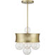 Verdi Square 3 Light 14 inch Soft Gold With Gold Leaf Convertible Pendant Ceiling Light