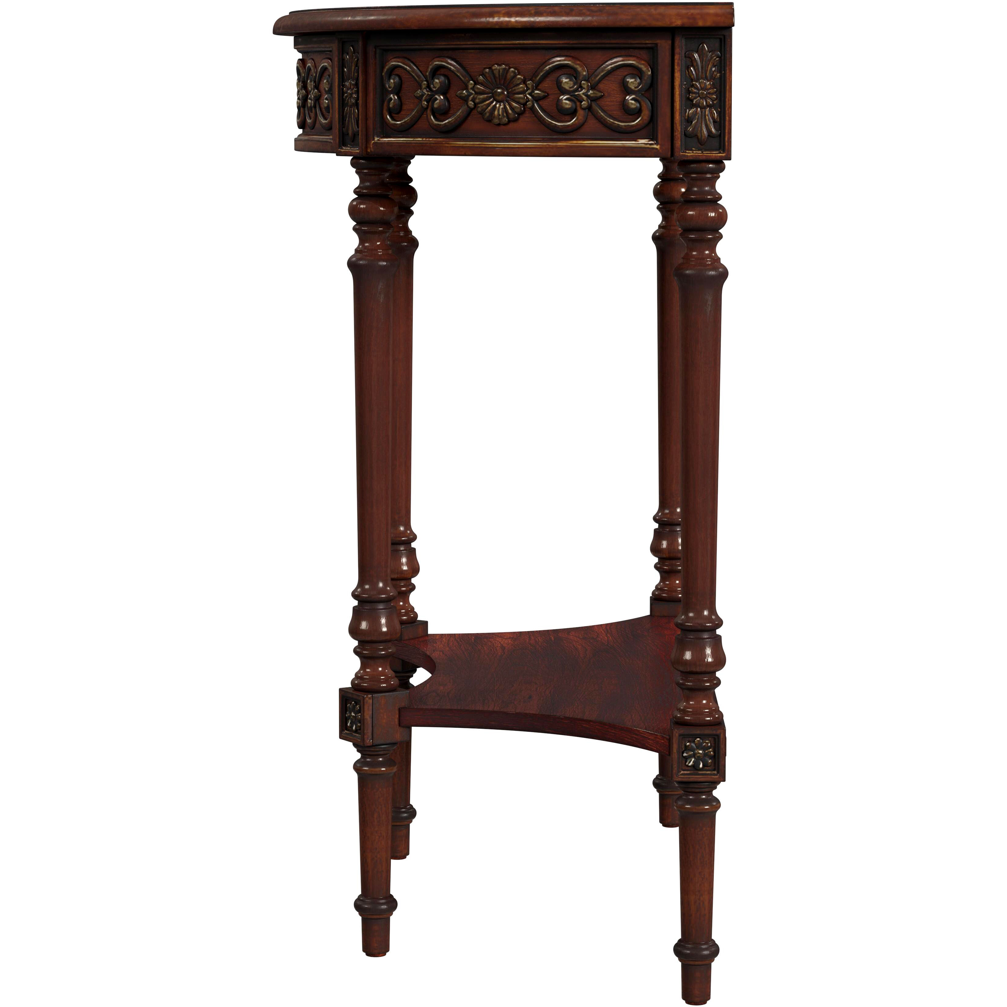 Danelle Demilune 30" Console Table in Medium Brown