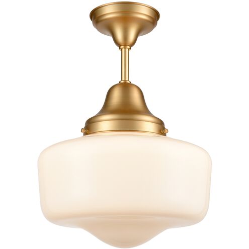 Schoolhouse 1 Light Venetian Brass Semi-flush Mount Ceiling Light