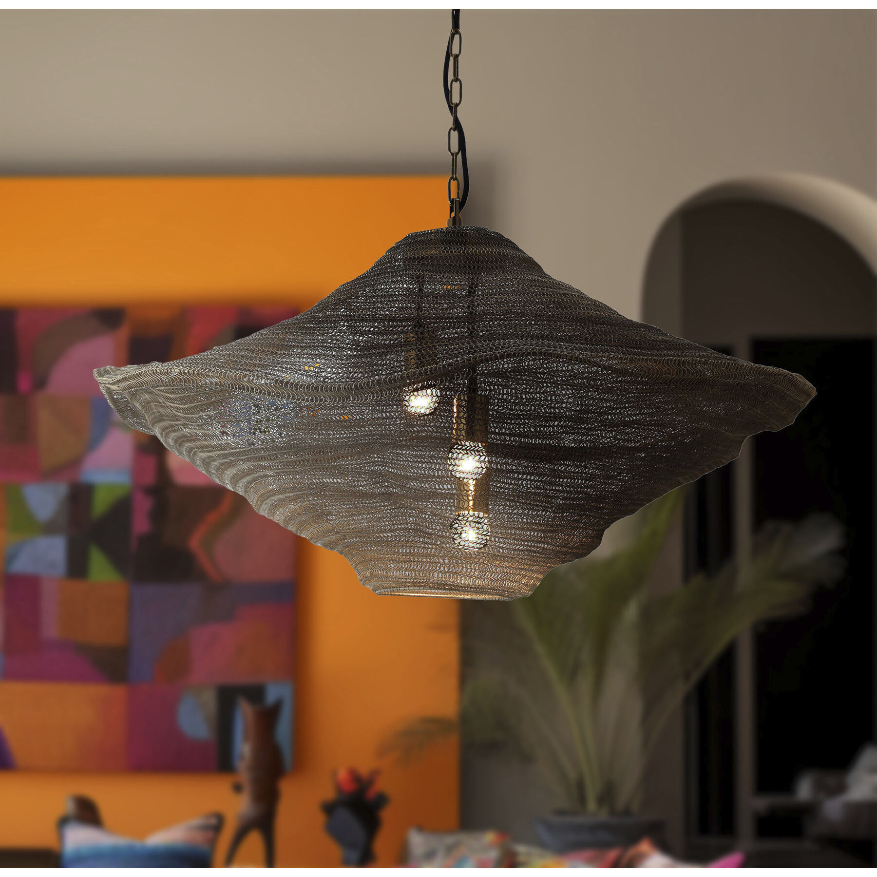 Metropolitan Marseille 3 Light Brass Antique Pendant