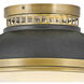 Emery 2 Light 12.75 inch Heritage Brass with Aged Zinc Indoor Flush Mount Ceiling Light in Heritage Brass/Aged Zinc